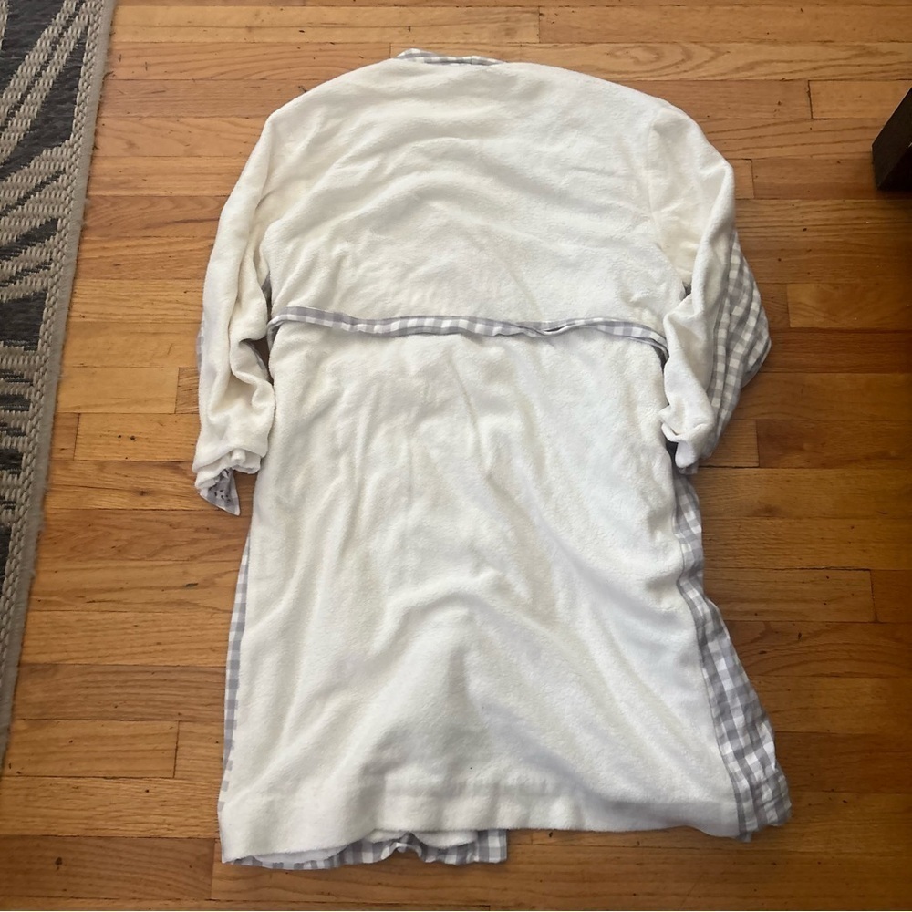 Anthropologie Grey Gingham Fleece Robe Size Medium - Picture 7 of 7